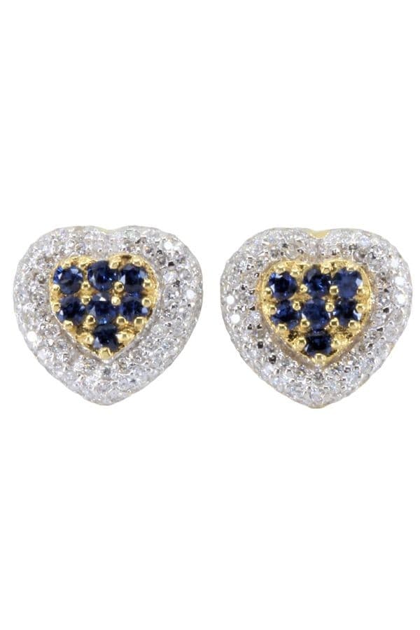BOUCLES D"OREILLES COEURS SAPHIRS ET DIAMANTS — vue 1