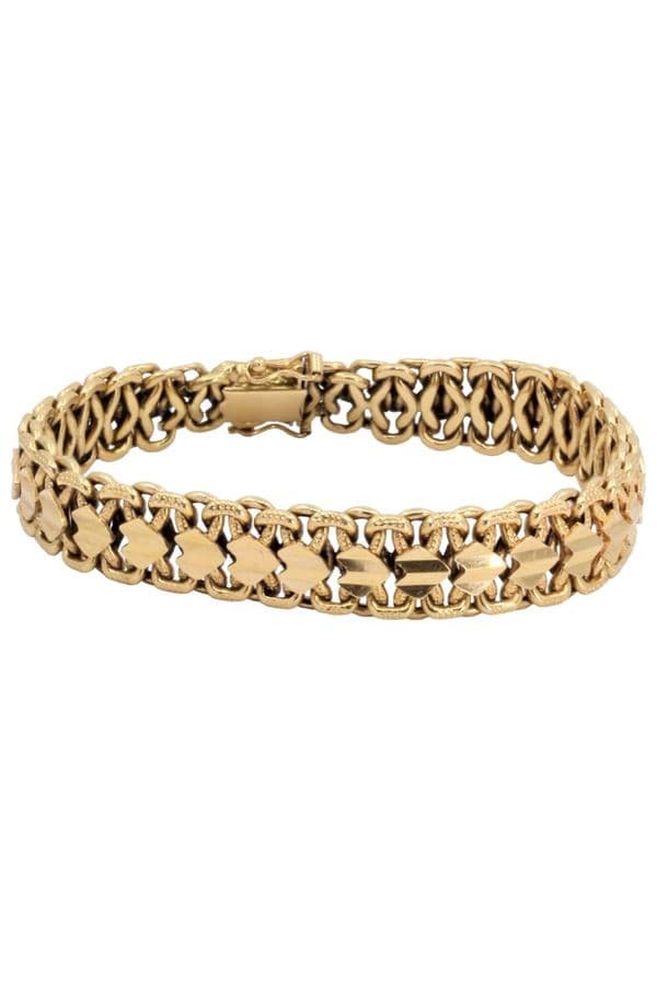 BRACELET ANCIEN MAILLE FANTAISIE PLATE — vue 1