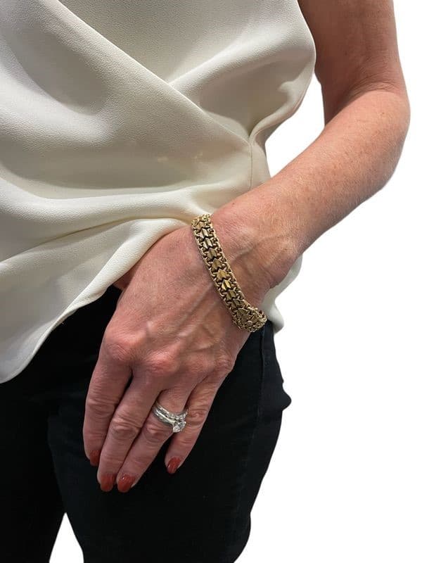 BRACELET ANCIEN MAILLE FANTAISIE PLATE — vue 2
