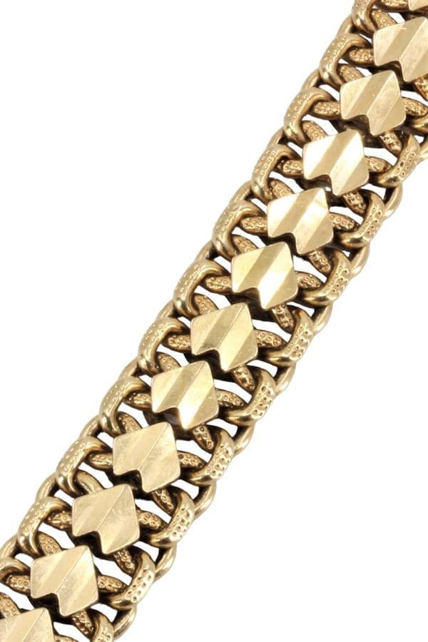 BRACELET ANCIEN MAILLE FANTAISIE PLATE — vue 3