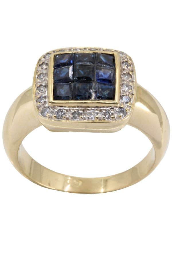 BAGUE MODERNE SAPHIRS ET DIAMANTS — vue 1