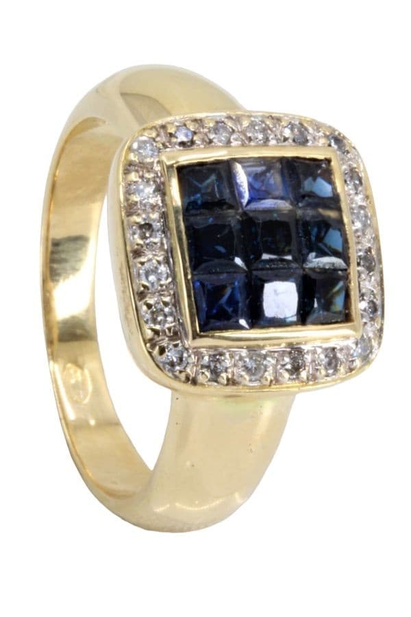 BAGUE MODERNE SAPHIRS ET DIAMANTS — vue 4