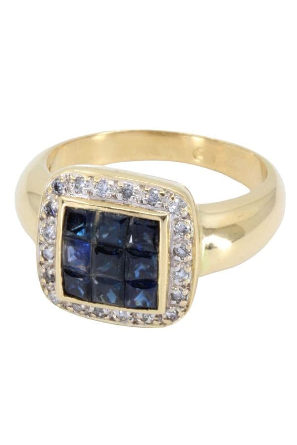 BAGUE MODERNE SAPHIRS ET DIAMANTS — vue 3