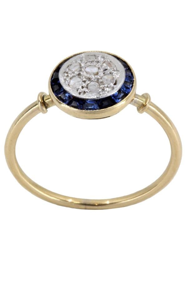 BAGUE ART-DÉCO SAPHIRS ET DIAMANTS — vue 1