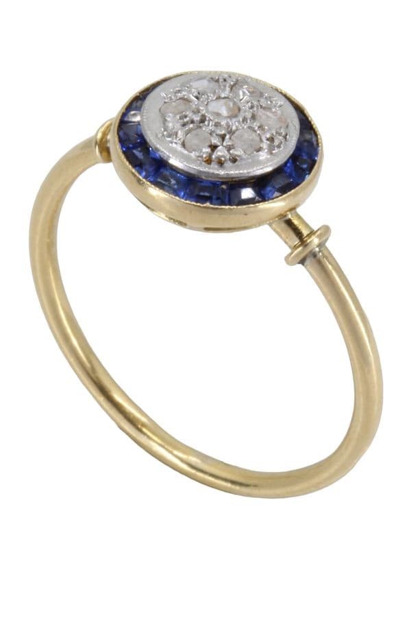 BAGUE ART-DÉCO SAPHIRS ET DIAMANTS — vue 4