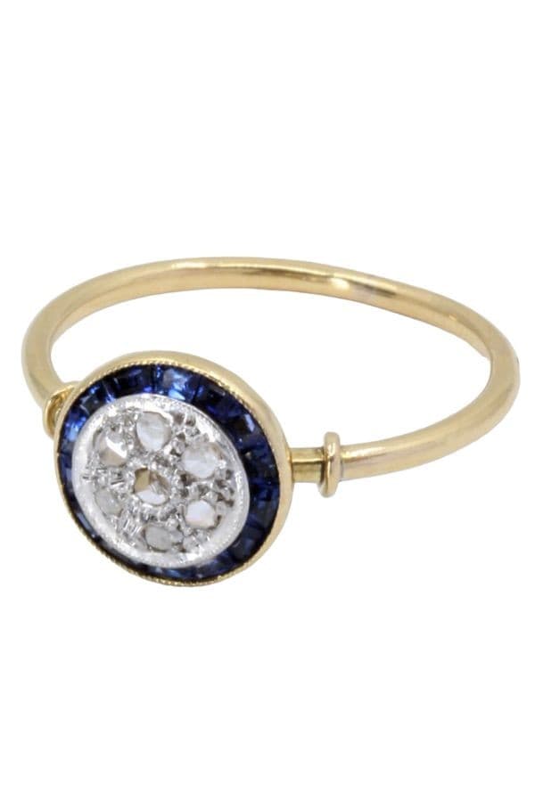 BAGUE ART-DÉCO SAPHIRS ET DIAMANTS — vue 6