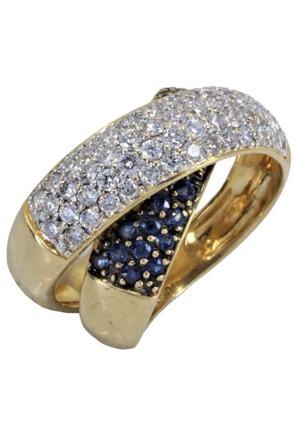 BAGUE ENTRELACÉE SAPHIRS ET DIAMANTS — vue 3