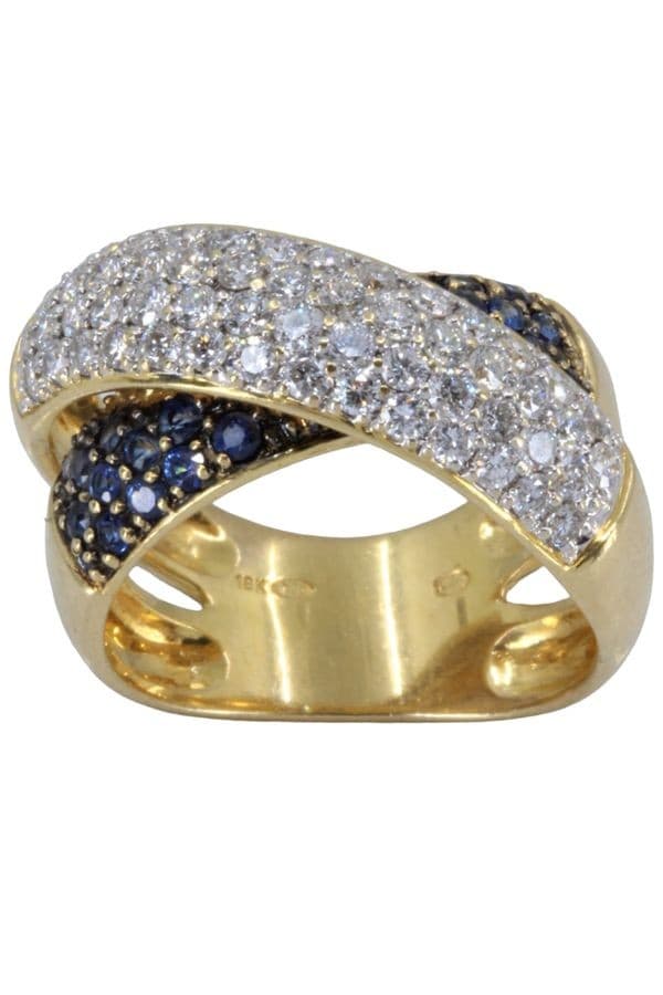 BAGUE ENTRELACÉE SAPHIRS ET DIAMANTS — vue 1