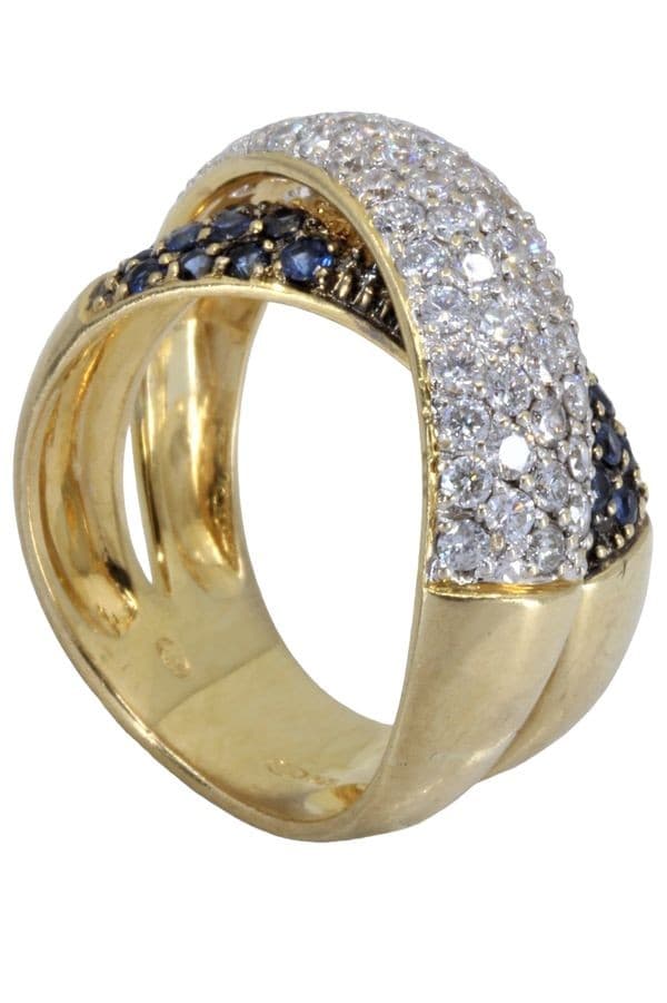 BAGUE ENTRELACÉE SAPHIRS ET DIAMANTS — vue 4