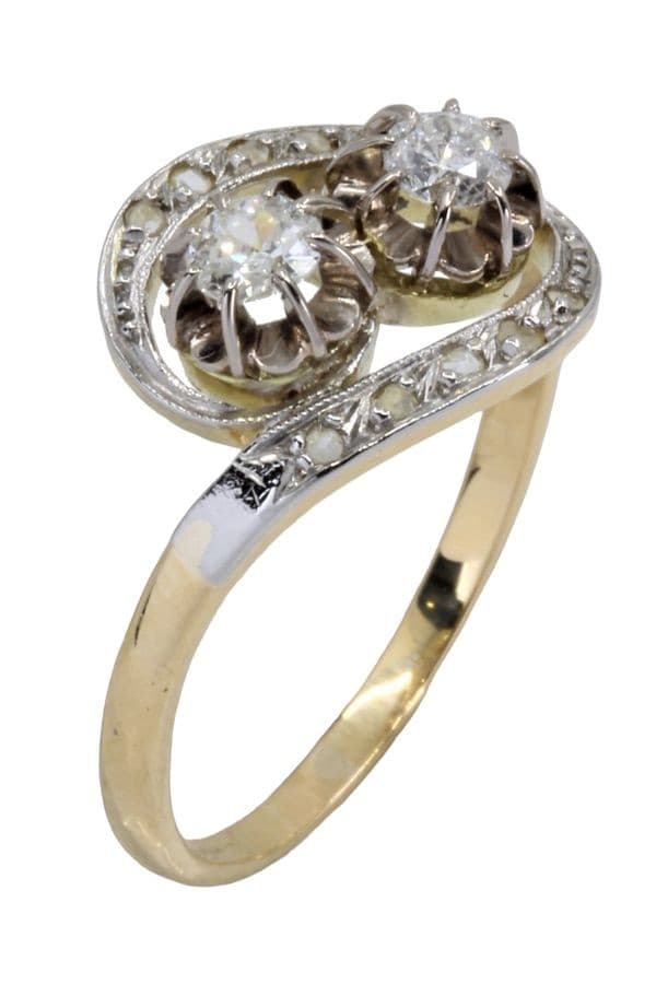 BAGUE ANCIENNE TOI ET MOI DIAMANTS — vue 3