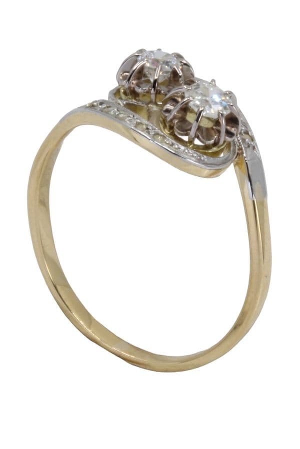 BAGUE ANCIENNE TOI ET MOI DIAMANTS — vue 4
