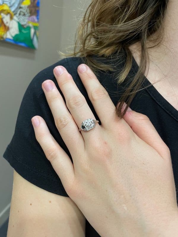 BAGUE ART-DÉCO DIAMANTS — vue 2
