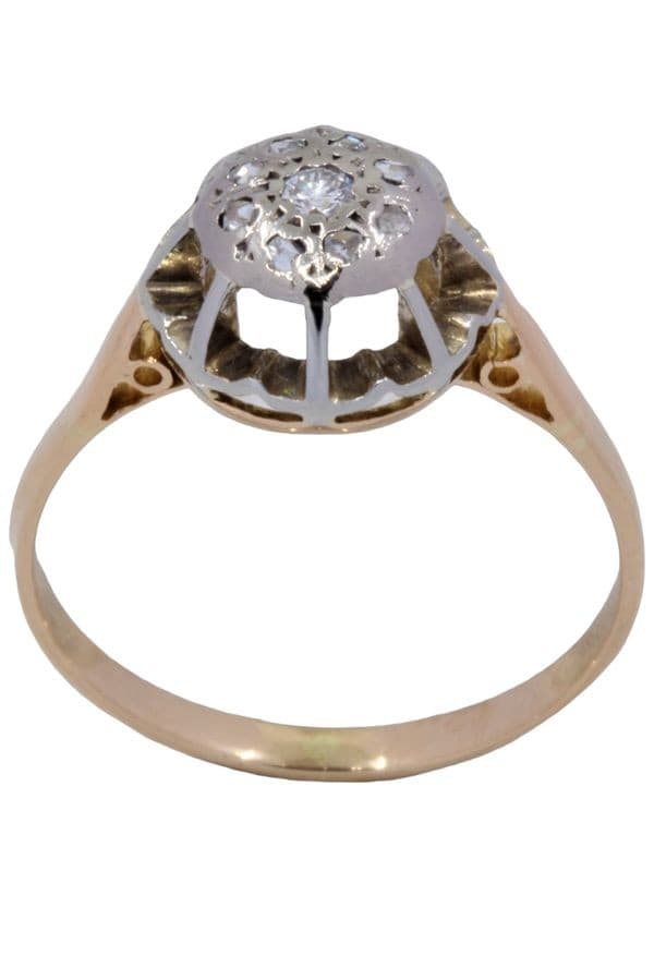 BAGUE ANCIENNE STYLE SOLITAIRE DIAMANTS — vue 1