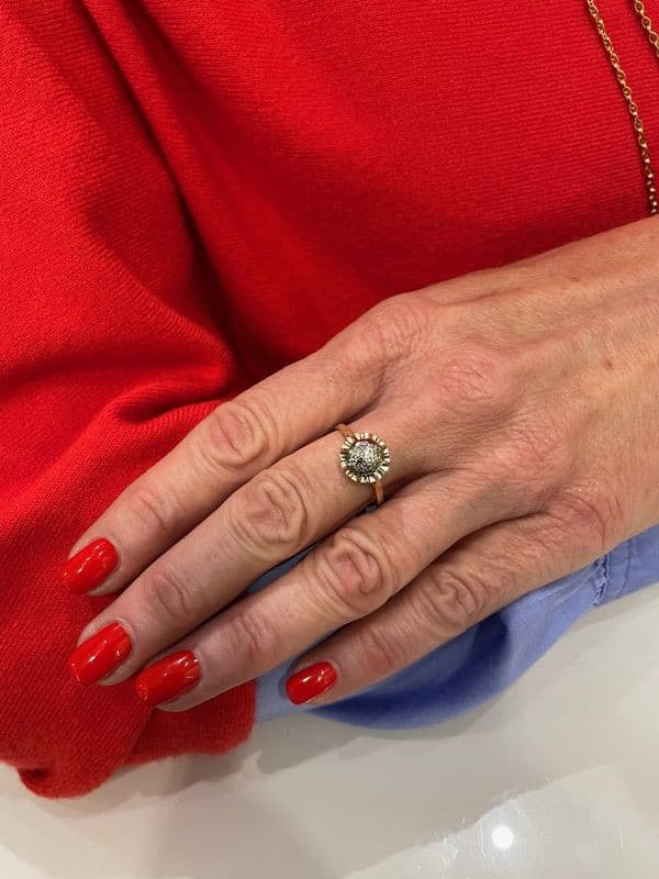 BAGUE ANCIENNE STYLE SOLITAIRE DIAMANTS — vue 2