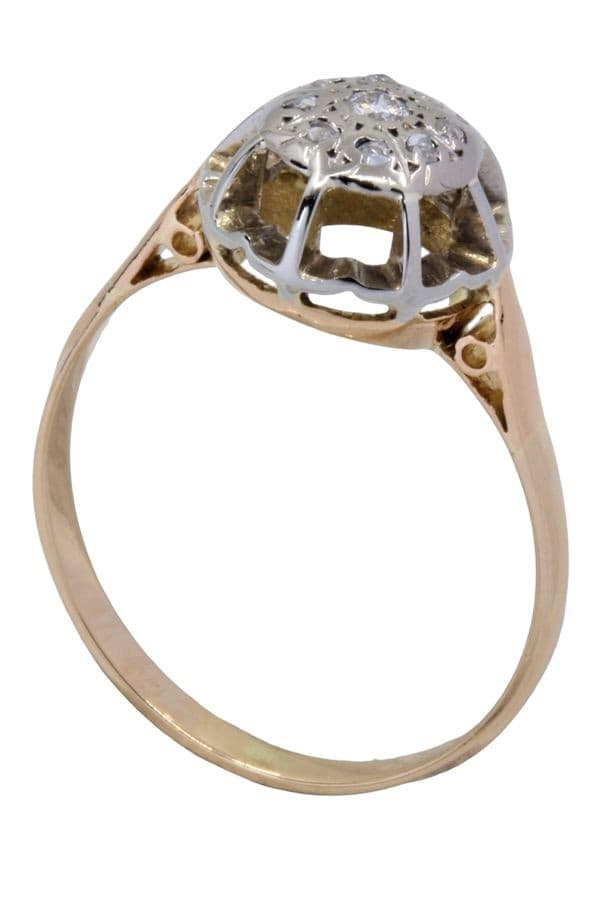 BAGUE ANCIENNE STYLE SOLITAIRE DIAMANTS — vue 5