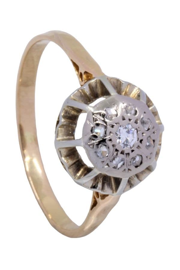BAGUE ANCIENNE STYLE SOLITAIRE DIAMANTS — vue 4