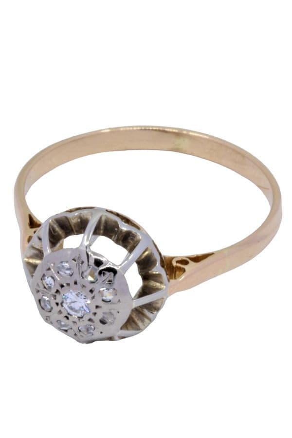 BAGUE ANCIENNE STYLE SOLITAIRE DIAMANTS — vue 3
