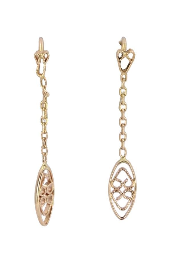 BOUCLES D'OREILLES PENDANTES ANCIENNES FILIGRANE — vue 1