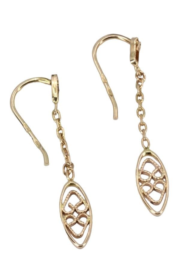 BOUCLES D'OREILLES PENDANTES ANCIENNES FILIGRANE — vue 3