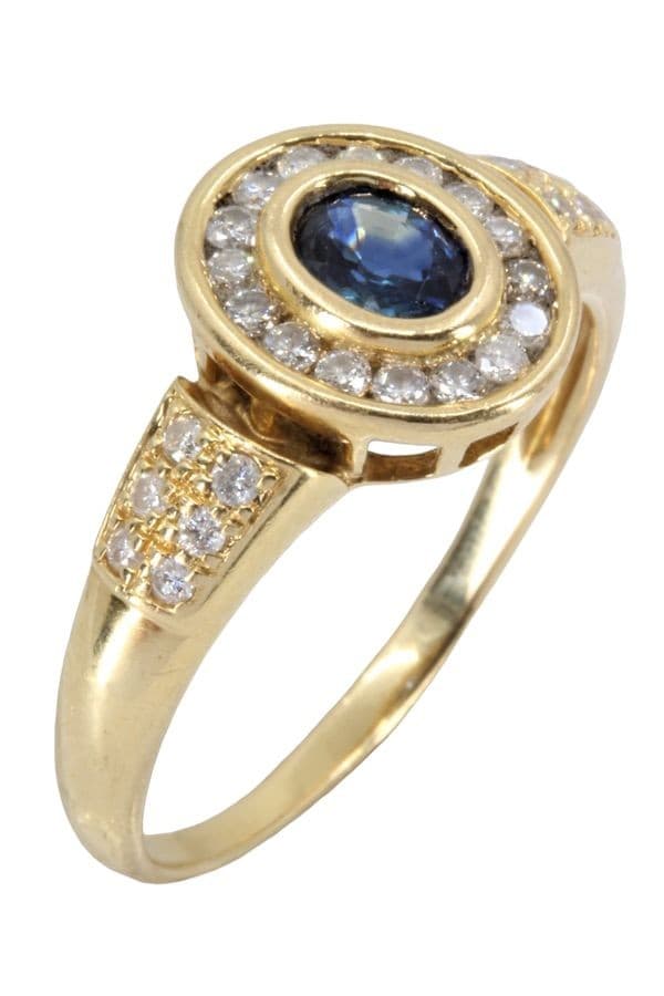 BAGUE MODERNE SAPHIR ET DIAMANTS — vue 3