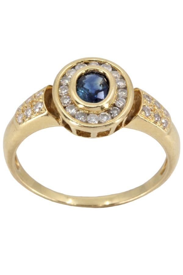 BAGUE MODERNE SAPHIR ET DIAMANTS — vue 1