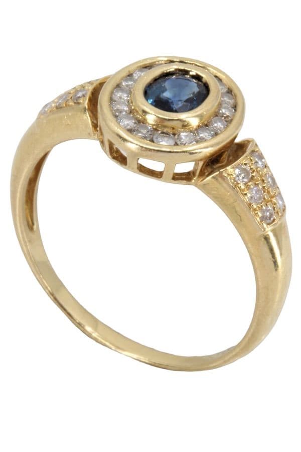BAGUE MODERNE SAPHIR ET DIAMANTS — vue 4