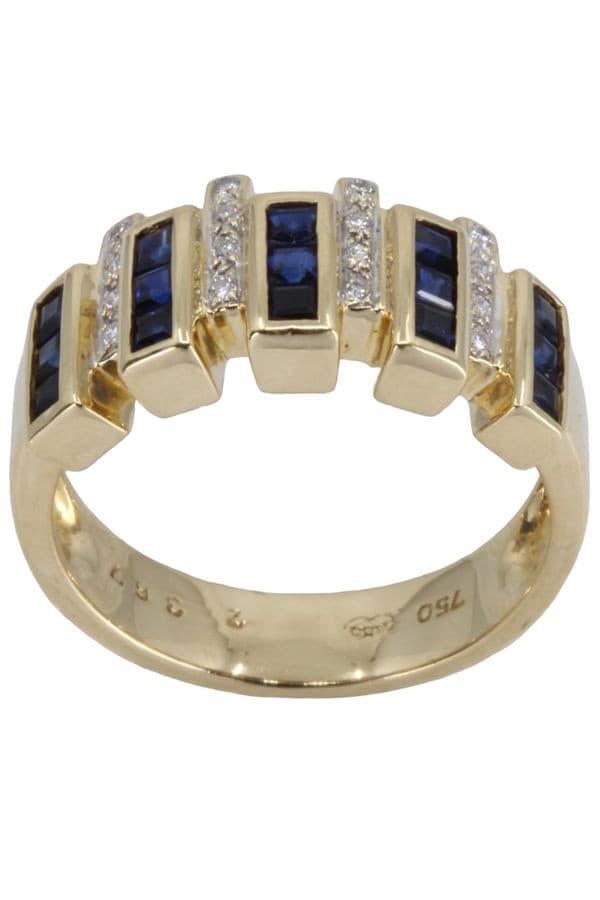 BAGUE MODERNE SAPHIRS ET DIAMANTS — vue 1