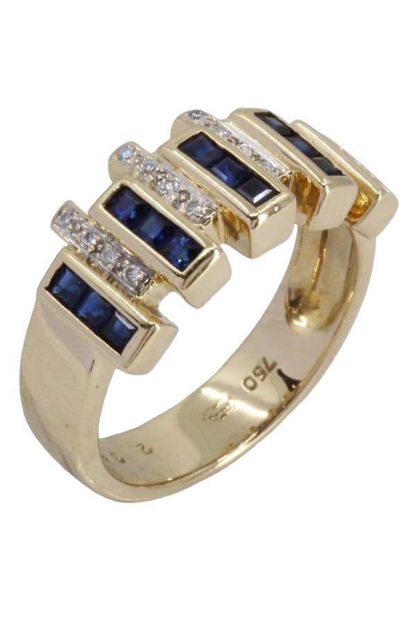 BAGUE MODERNE SAPHIRS ET DIAMANTS — vue 3