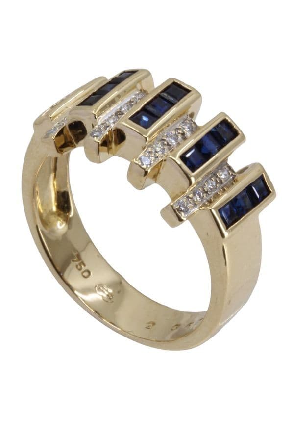 BAGUE MODERNE SAPHIRS ET DIAMANTS — vue 4