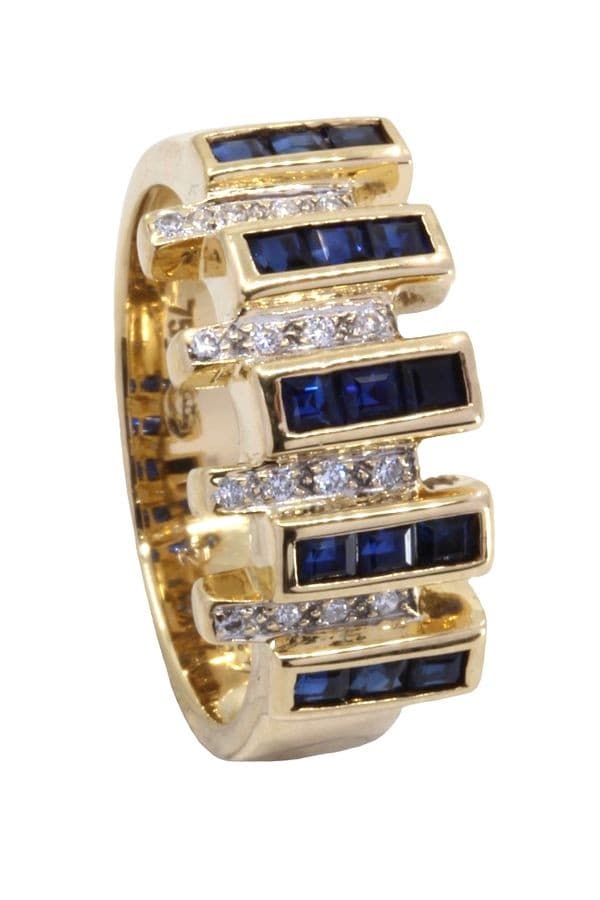 BAGUE MODERNE SAPHIRS ET DIAMANTS — vue 5