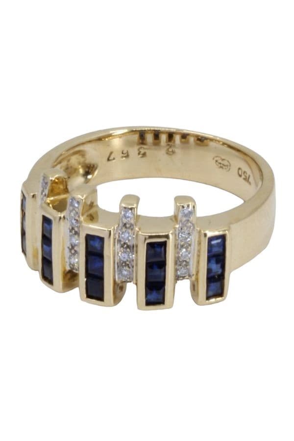 BAGUE MODERNE SAPHIRS ET DIAMANTS — vue 6
