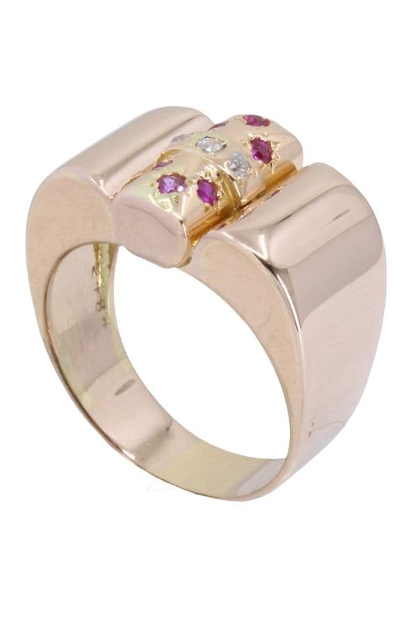 BAGUE TANK RUBIS ET DIAMANTS — vue 6