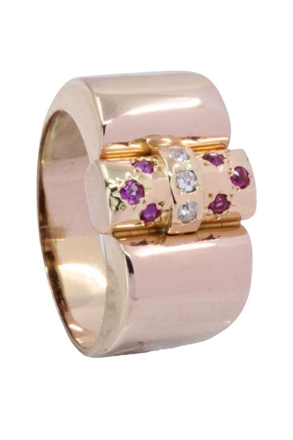 BAGUE TANK RUBIS ET DIAMANTS — vue 5