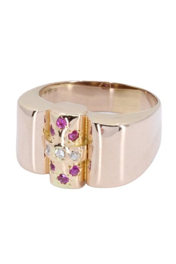 BAGUE TANK RUBIS ET DIAMANTS — vue 3