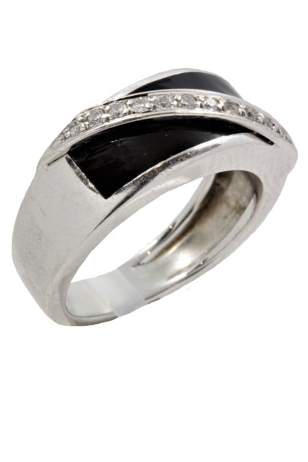 BAGUE ONYX ET DIAMANTS — vue 2