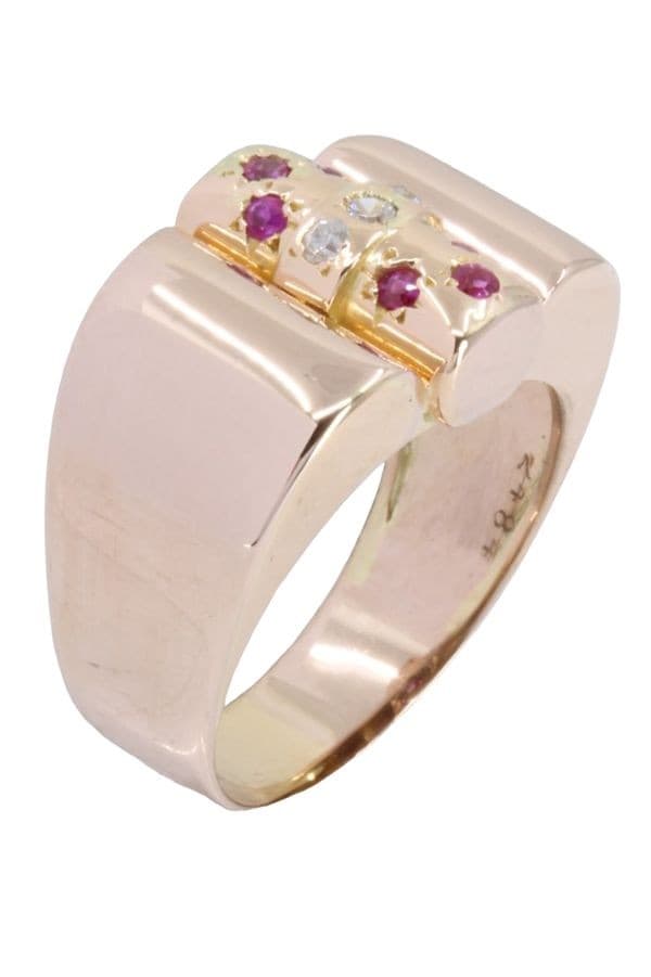 BAGUE TANK RUBIS ET DIAMANTS — vue 4