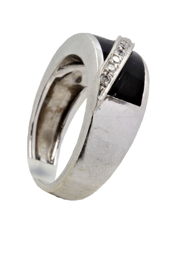 BAGUE ONYX ET DIAMANTS — vue 3