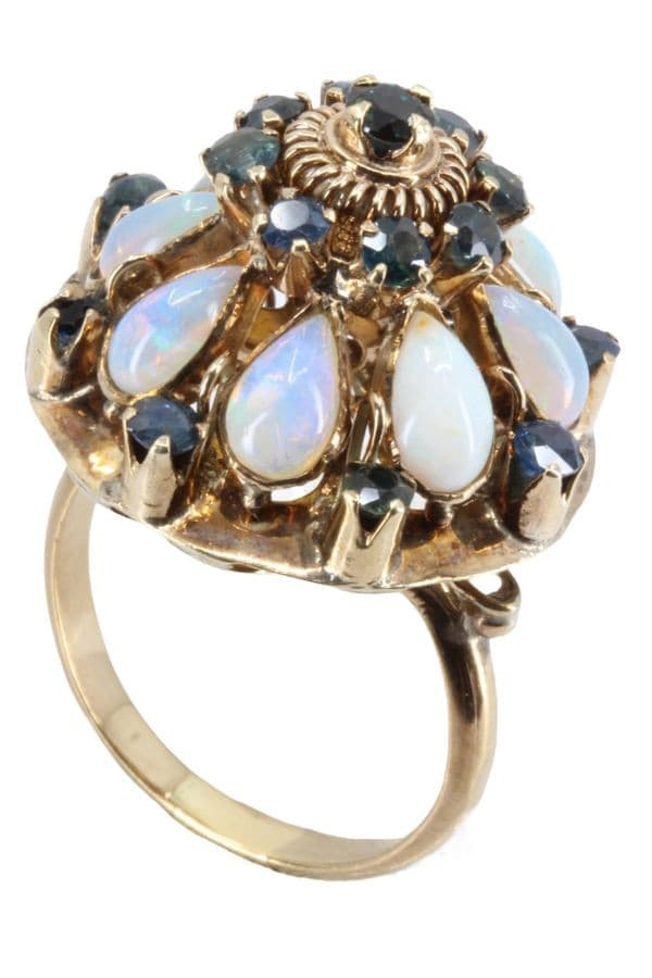 BAGUE ORNEMENTALE OPALES ET SAPHIRS — vue 6