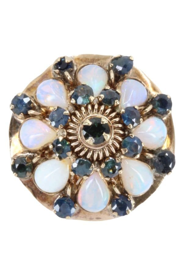 BAGUE ORNEMENTALE OPALES ET SAPHIRS — vue 4