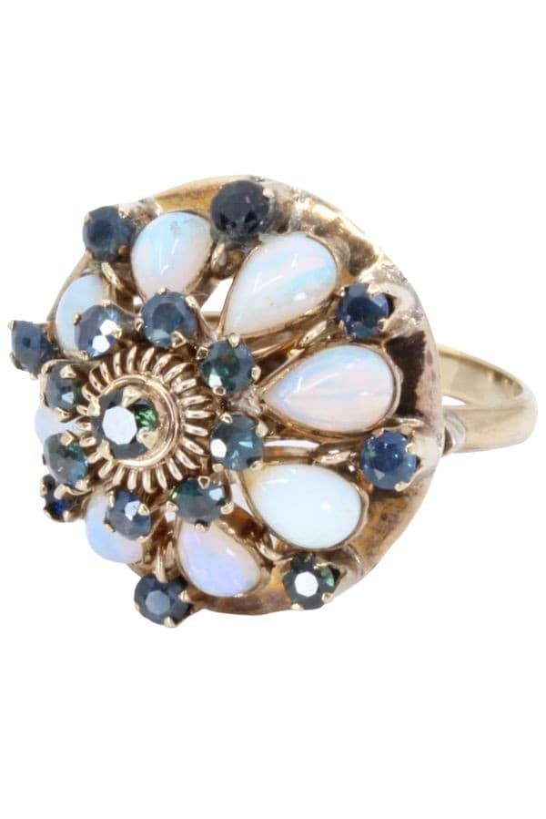 BAGUE ORNEMENTALE OPALES ET SAPHIRS — vue 3