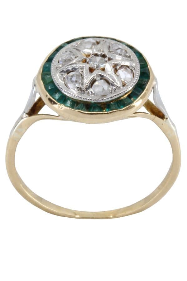BAGUE ART-DÉCO ÉMERAUDES ET DIAMANTS — vue 1