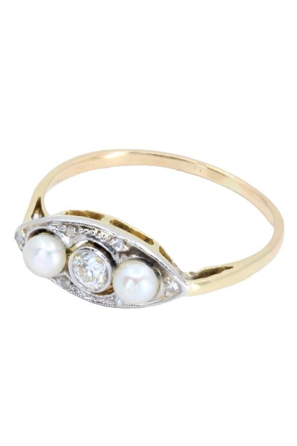 BAGUE ART-NOUVEAU PERLES ET DIAMANT — vue 3