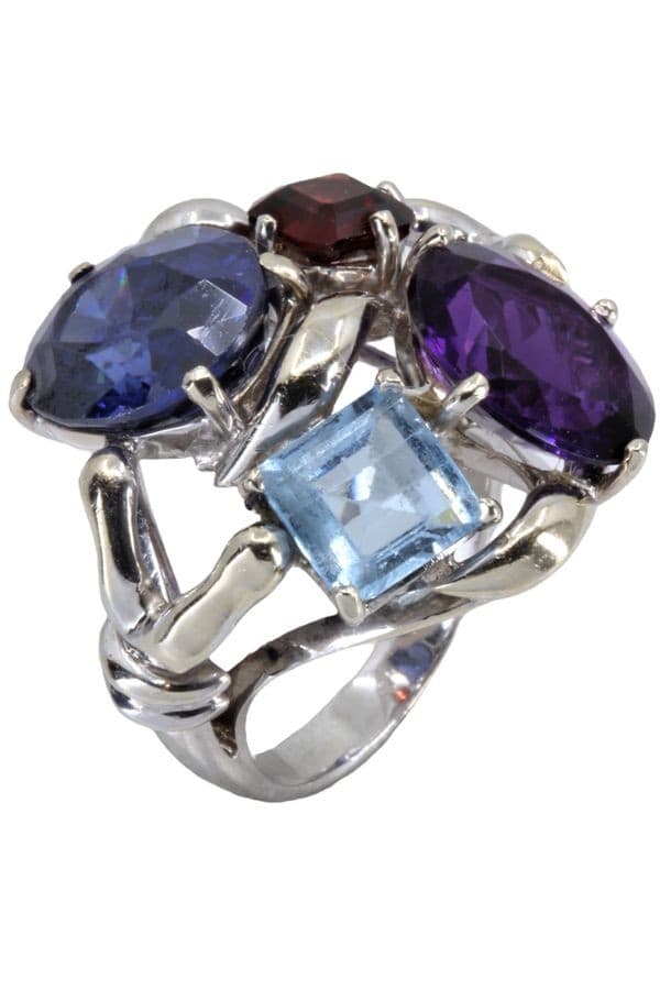 BAGUE MODERNE PIERRES FINES — vue 3