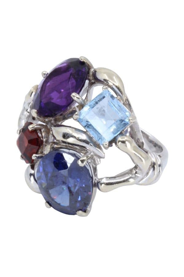 BAGUE MODERNE PIERRES FINES — vue 5