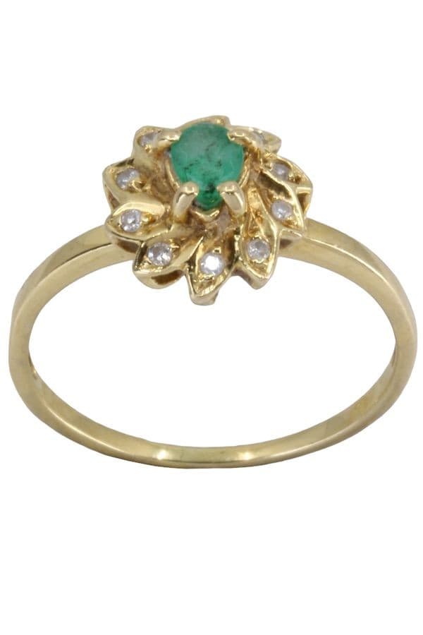 BAGUE MARGUERITE ÉMERAUDE ET DIAMANTS — vue 1