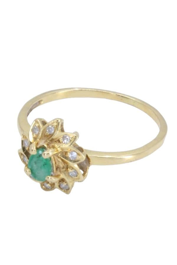 BAGUE MARGUERITE ÉMERAUDE ET DIAMANTS — vue 6