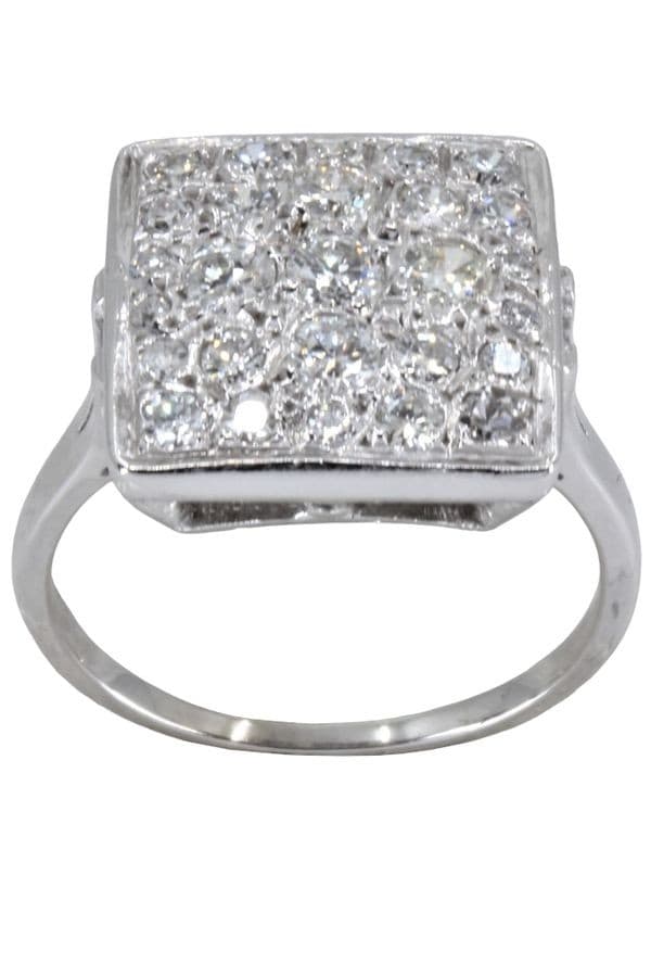 BAGUE MODERNE PAVAGE DIAMANTS — vue 1