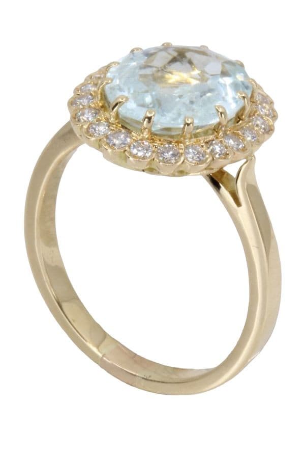 BAGUE MARGUERITE AIGUE-MARINE ET DIAMANTS — vue 4