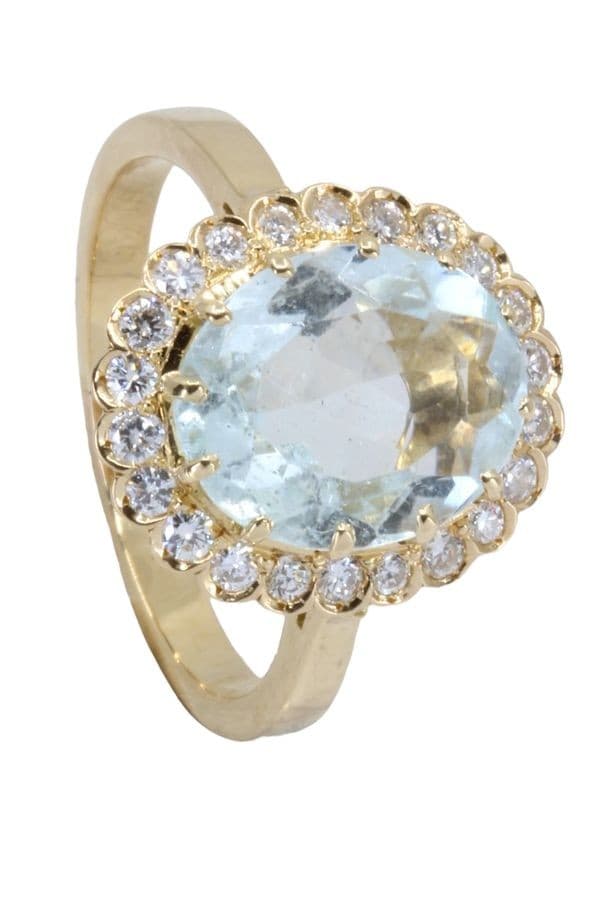 BAGUE MARGUERITE AIGUE-MARINE ET DIAMANTS — vue 5