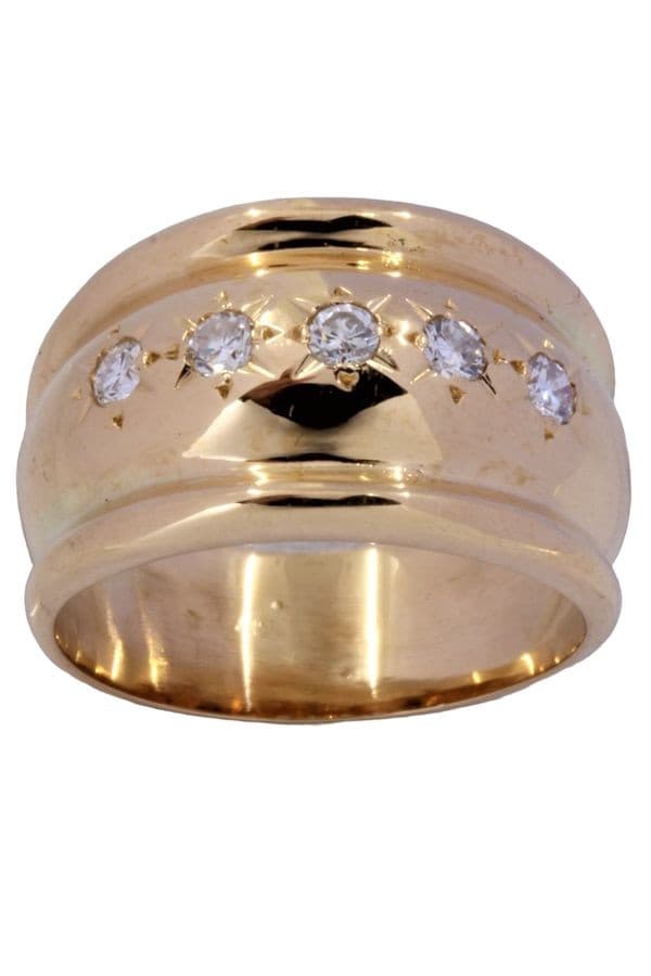 BAGUE JONC DIAMANTS GODRONNÉ — vue 1